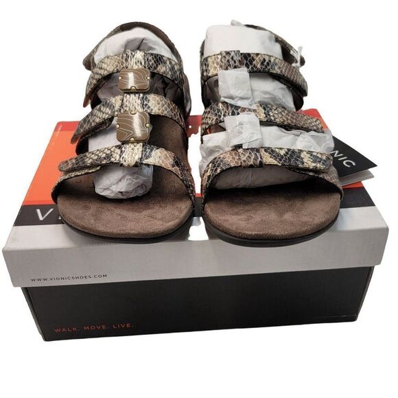 Vionic Snake Print Wrap New Slide Sandals Womens Size 7 New Comfort Orthopedic - Picture 9 of 9